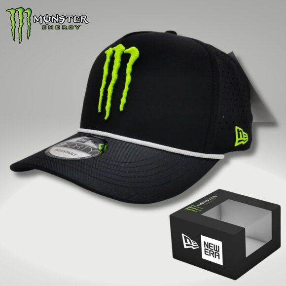 Hat Snapback New Era Black Ventilated White Rope Adjustable Box & Sticker - Picture 1 of 5